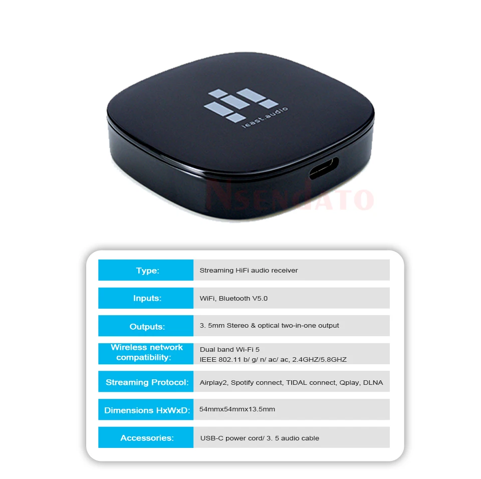 Ieast Olio 2.4G/5G Bluetooth 5.0 Wireless Wifi Musik-Audio Multi-Room AirPlay 2 Streamer Audio-Empfänger-Adapter für Hifi Spotify – Detail 6