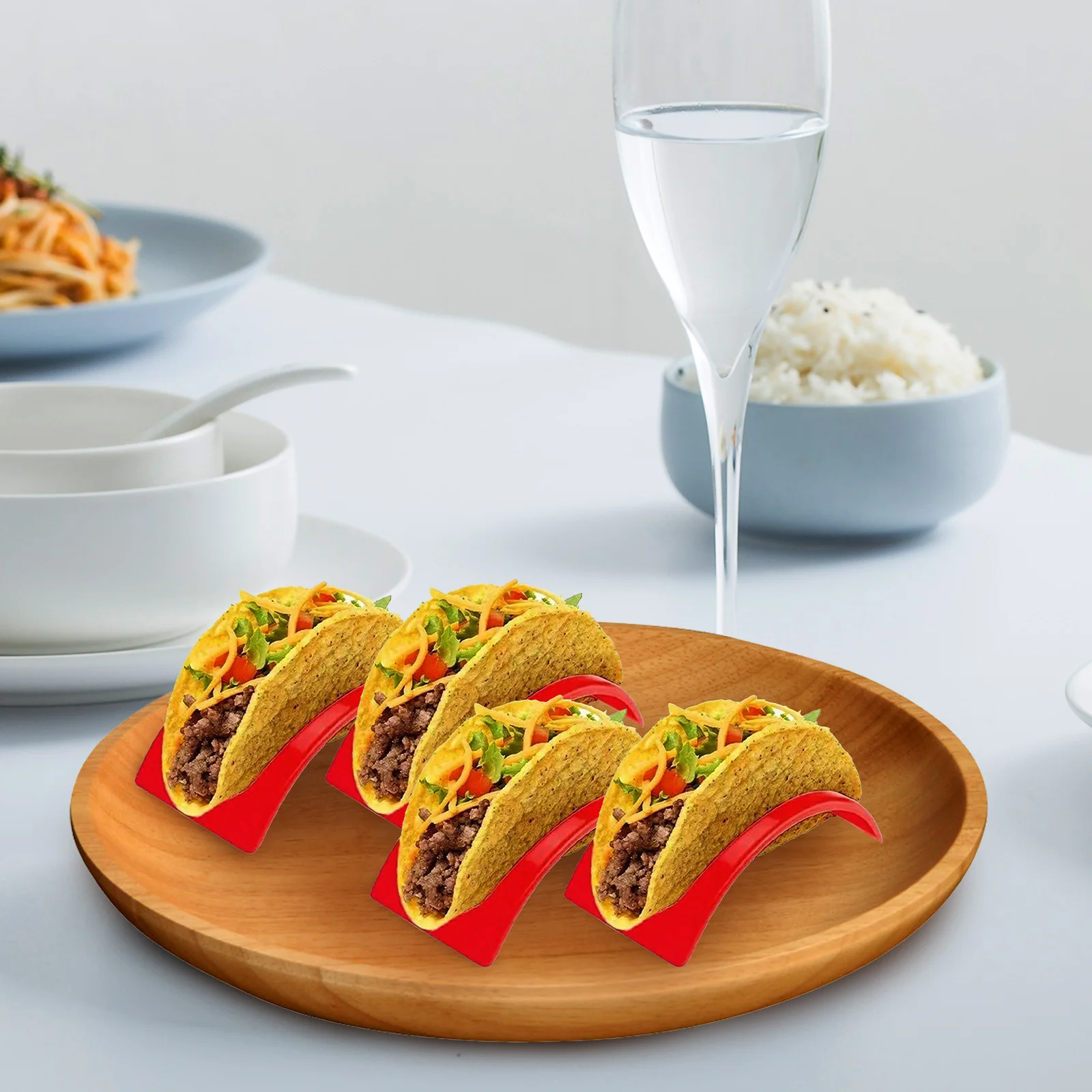 

3pcs Taco Rack Crepe Stand Mexican Pancake Holder Plastic Tray Kitchen Supplies Sturdy Material Hot Dog Pancakes Burritos
