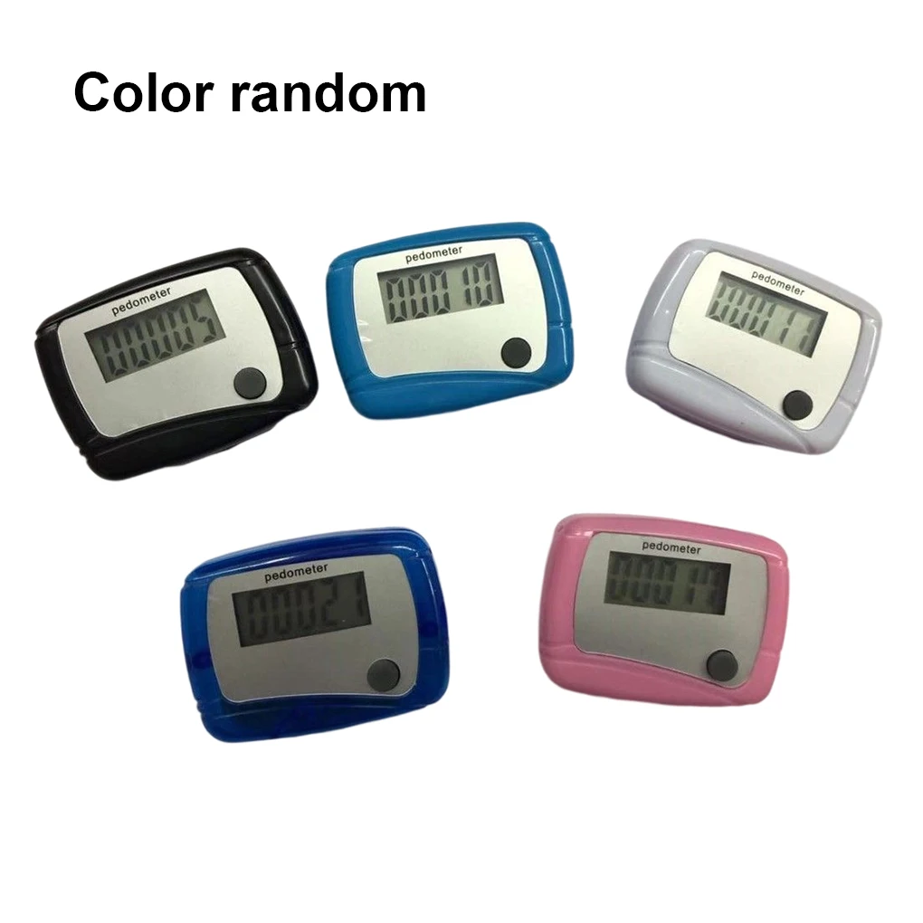 Portable Color Random Pedometer with Clip LCD Screen Running Walking Traveling Step Counter Fitness Exercise Tracker