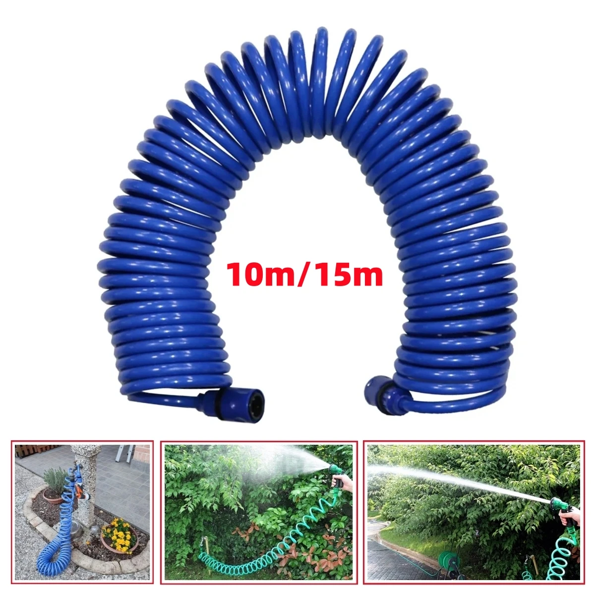 10m/15m EVA Spring Tube Car Washing Floor Cleaning Magic Hose Expandable 11mm Garden Hose for Flowers Plants Lawn Irrigation 1Pc