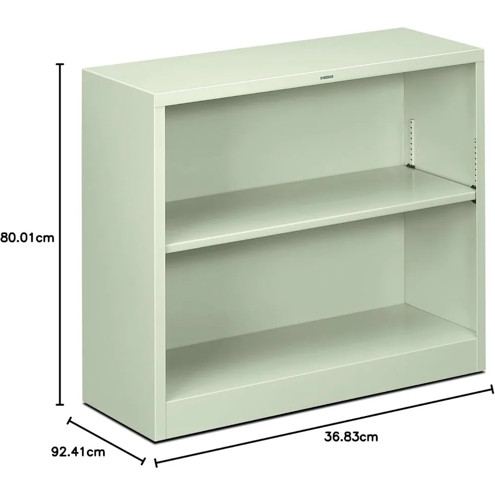 خزانة كتب معدنية - خزانة كتب مع رفين، 34-1/2 عرض × 12-5/8 عمق × 29 ساعة، رمادي فاتح (HS30ABC)
