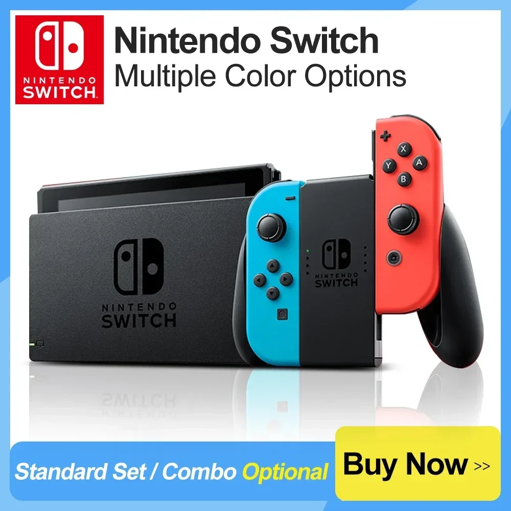 Nintendo Switch Neon Blue Red Joy Con Game Console with 6.2 Inch LCD Screen 4.5 to 9 Hours Battery Life Available Now