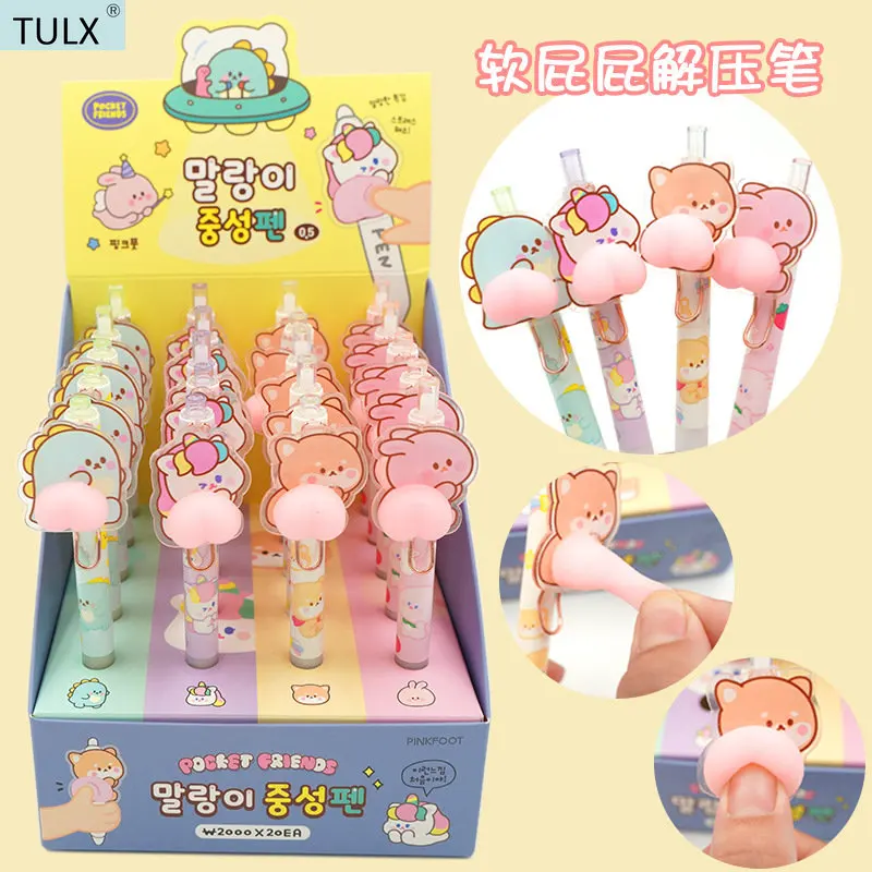 4 Stks/partij Creatieve Kawaii Koreaanse Briefpapier Cartoon Dier Pen Leuke Japanse Studenten Briefpapier Gel Pen School Kantoorbenodigdheden