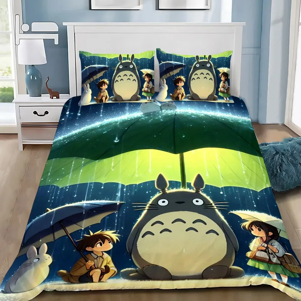 Anime Duvet Cover Pillowcase Bedding Set T-TotoroS Kawaii Adult Boy Girl Bedroom Decoration Children Single Double Large Size