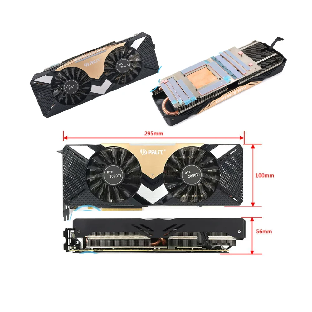 Dissipateur thermique pour GPU RTX 2080Ti, version publique, avec plaque arrière à éclairage RGB, adapté à l'interface d'alimentation supérieure et inférieure RTX2080Ti