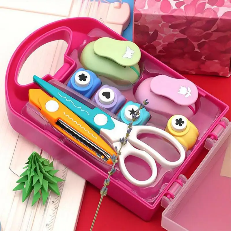 

Kids Puncher Craft Set Mini Scrapbook Punches Handmade Cutter Kids Manual Craft Toy Crafting for Flower Paper Craft Punch