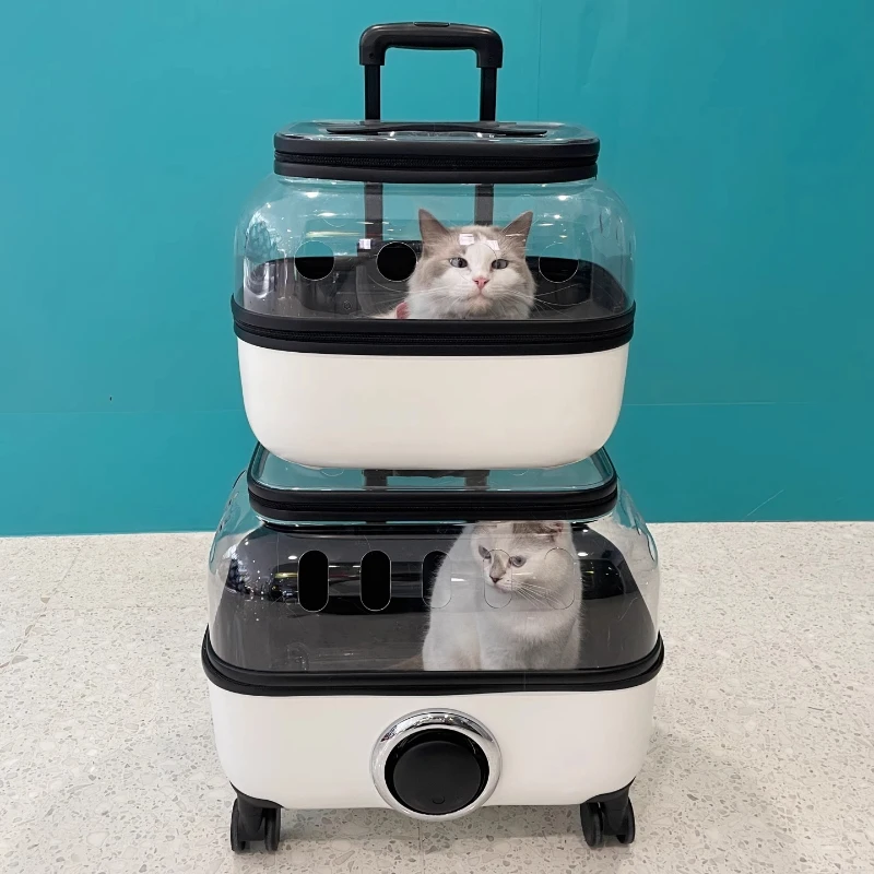 

Cat bag out portable pet trolley case double suitcase two cats space capsule large capacity double cat backpack