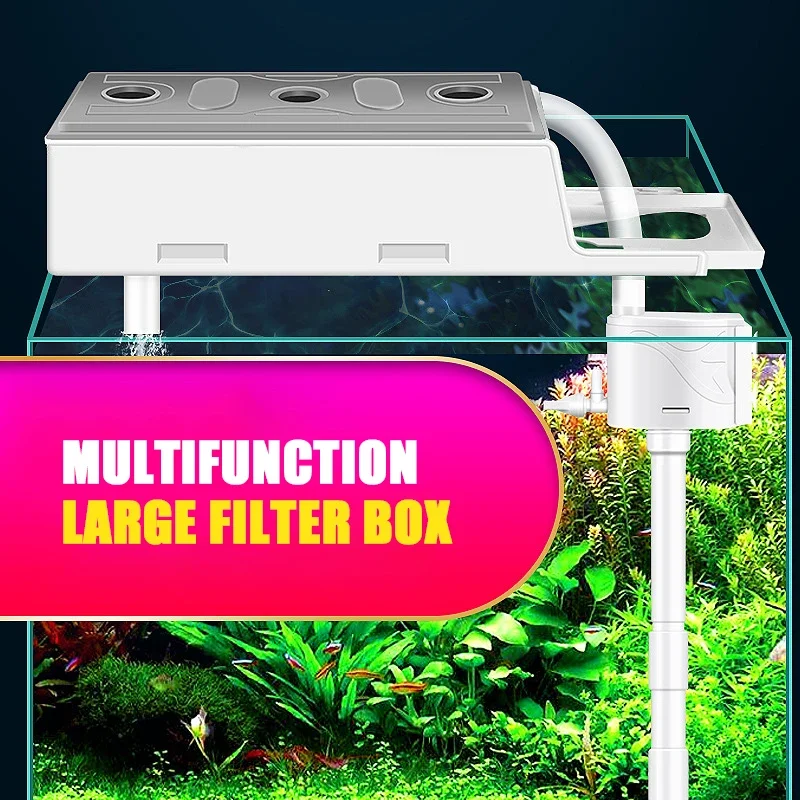 Multi Functional Fish Tank Filter Three in One Water Pump Wall Mounted Oxygenation Circulation Pumping External Upper Drip Box