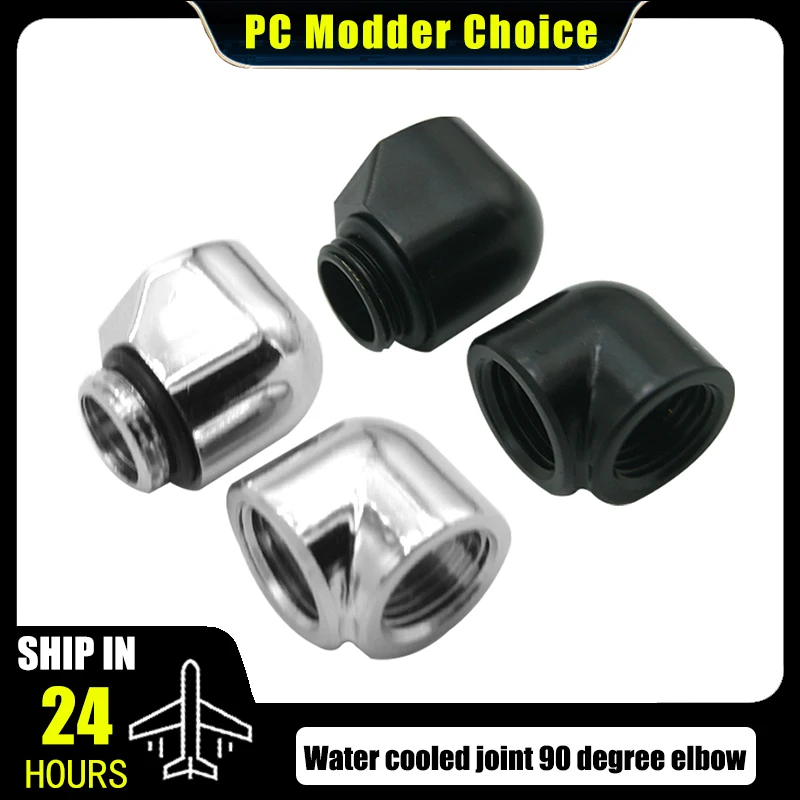 G1/4'' M-F / F-F 90° Angled Fitting, Male-Female Female-Female Threaded Adapter Connector for Computer Hard Pipe Water Cooling