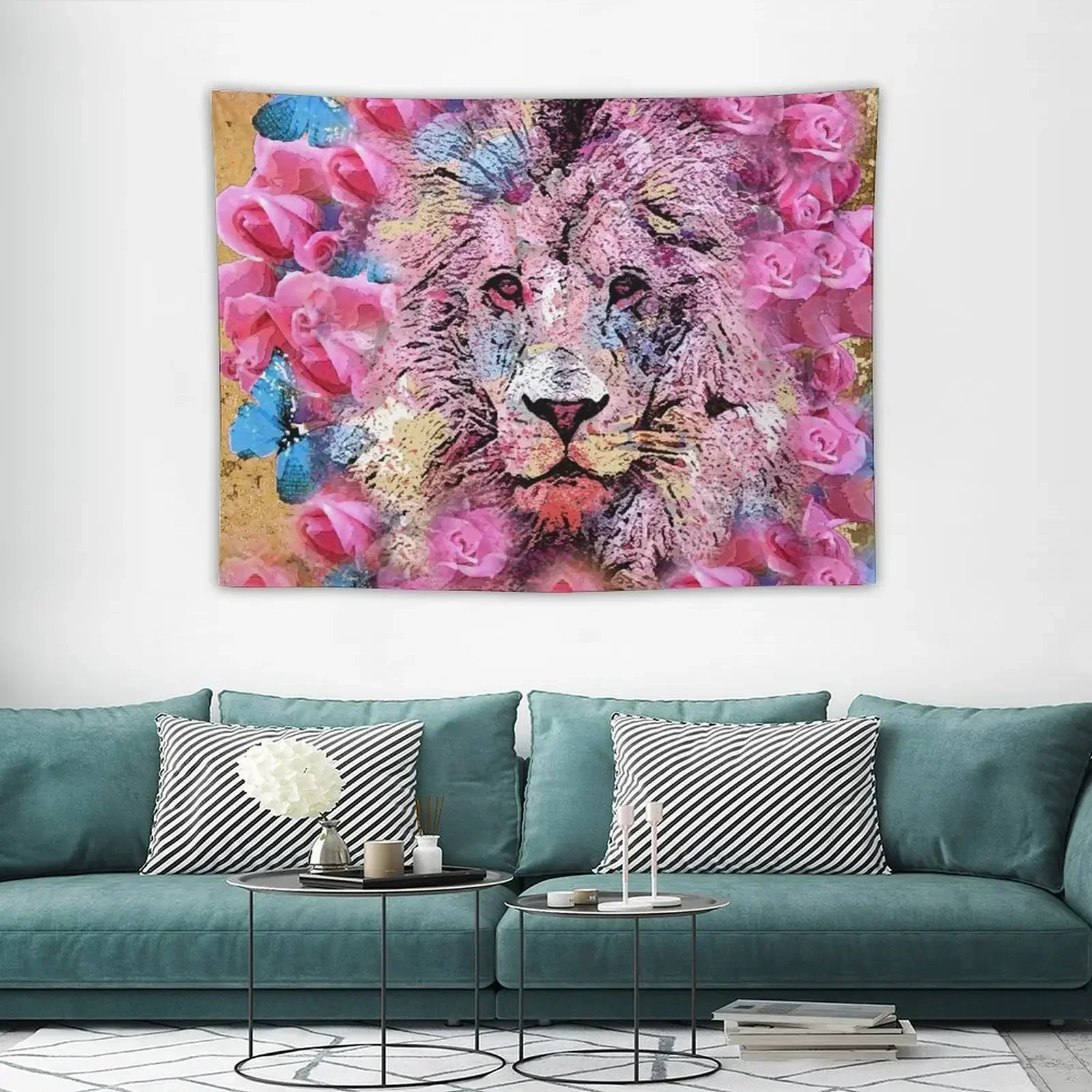 

LION AND PINK ROSES Tapestry Home And Comfort Decor Bedrooms Decor Aesthetic Room Decors Tapestry