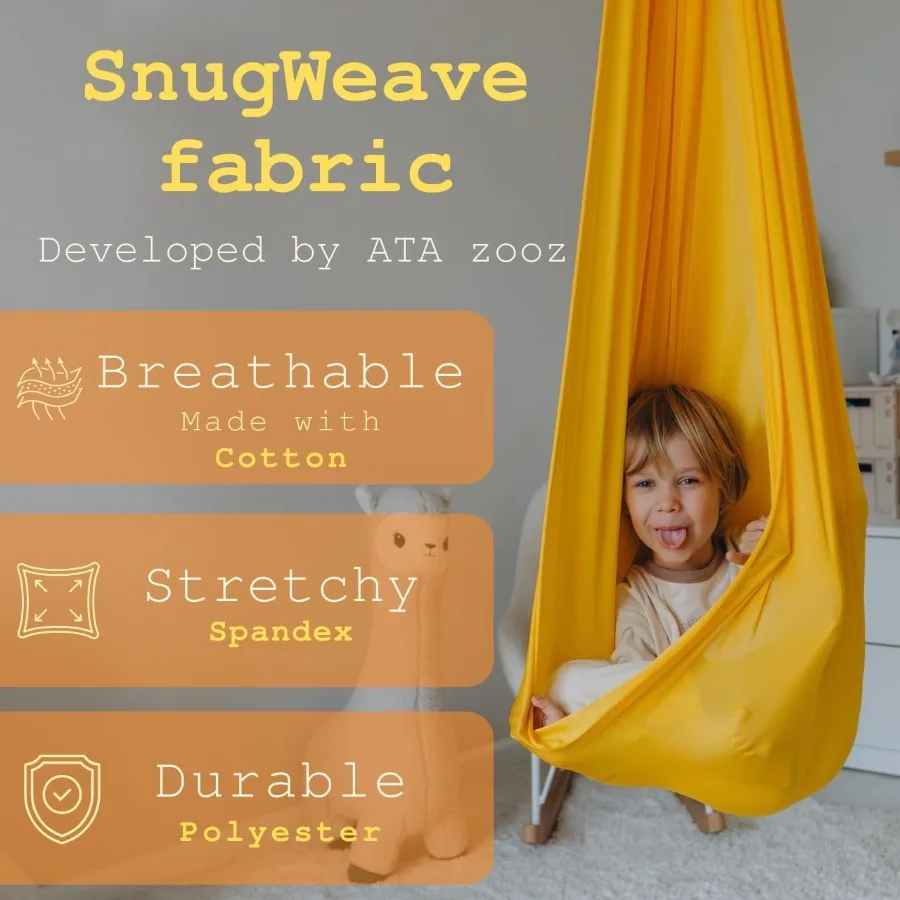 Balanço sensorial interno e externo, algodão, elastano, poliéster, composição exclusiva, rede 59x59, pod de terapia para crianças e adultos, suporte para cima