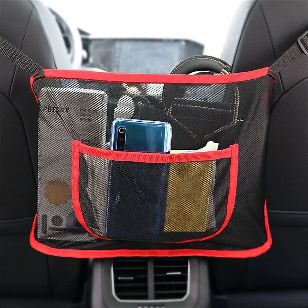 New Large Capacity Car Seat Net Pocket Handbag Purse Holder Between Seats Mesh Back Pouch Interior Accessory Universal Organizer