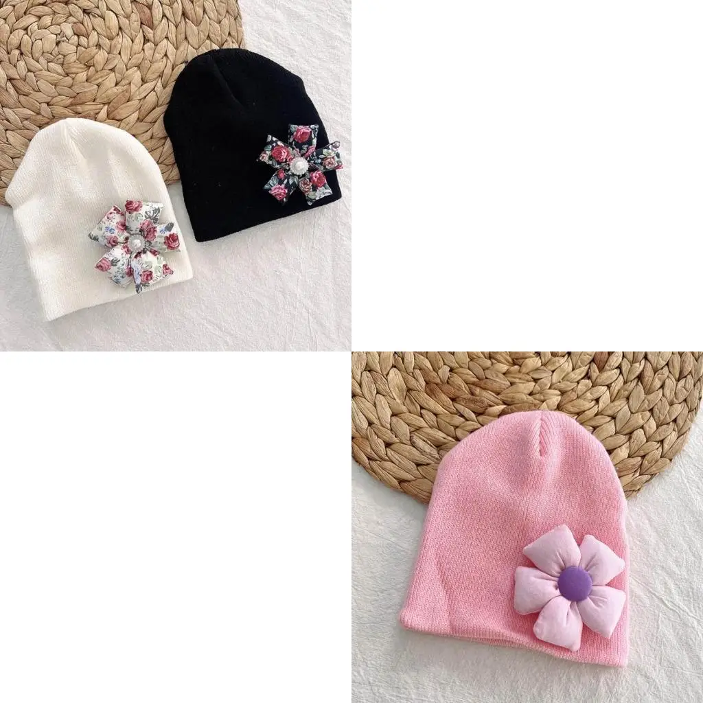 

Floral Knitted for Infants Keep Your Baby Head Warm & Stylish in Autumn Gift 4XBC