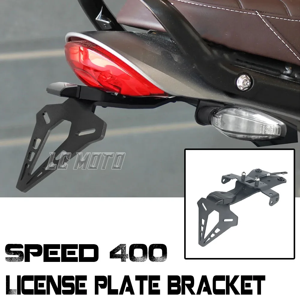 Motorcycle Rear Short Tail Stock Tidy License Plate Holder Tailstock Bracket With LED Light For Speed 400 Speed400 2023-UP 2024