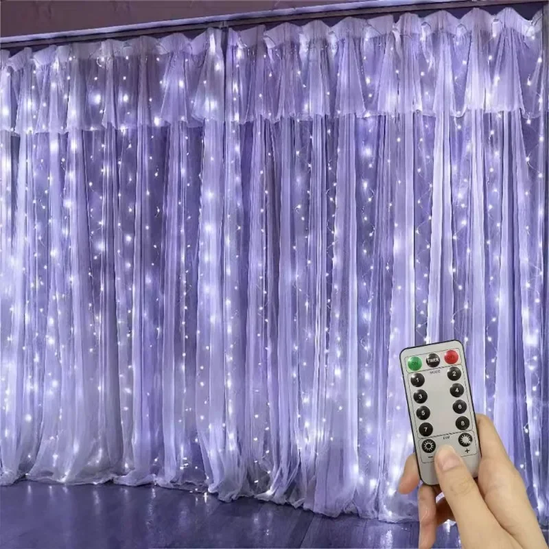 Lampu Peri LED USB Remote 3x3M/4x3M/6x3M 8 Mode untuk Dekorasi Natal, Rumah, Pernikahan, Garland, dan Liburan