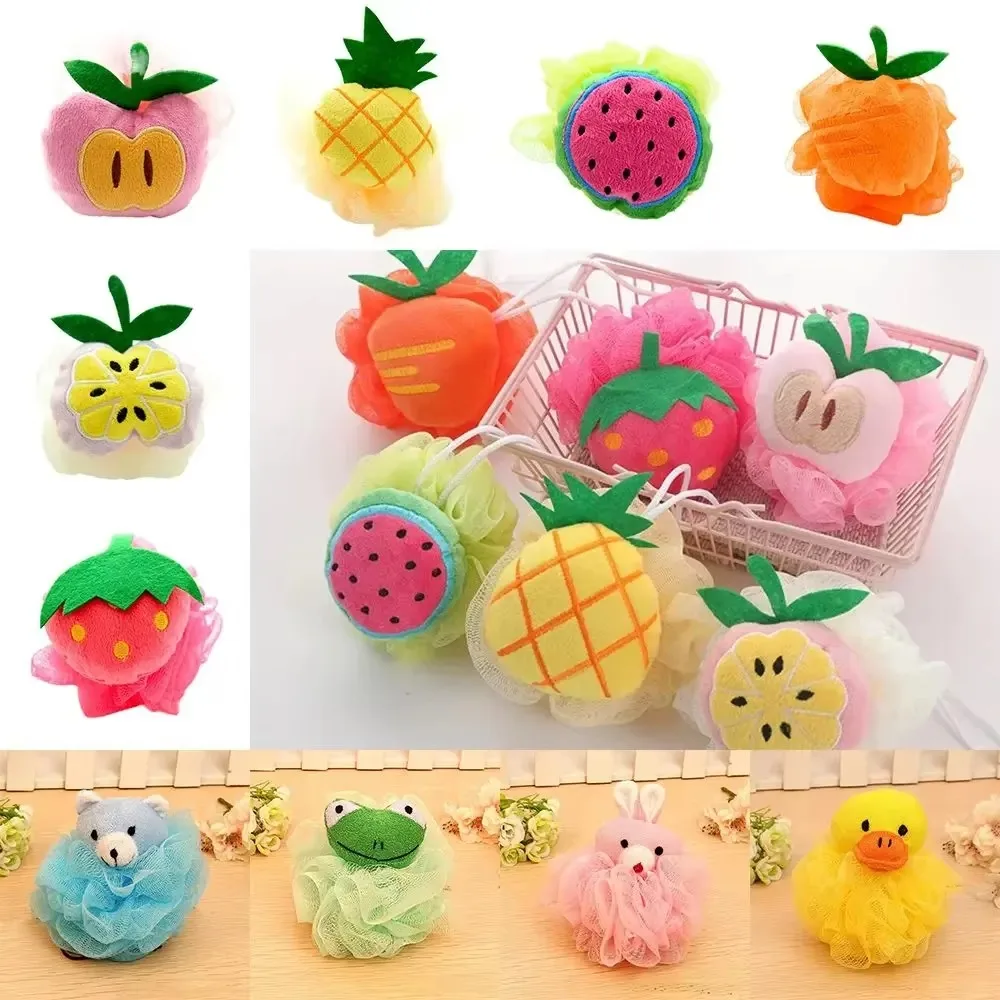 Cute Bath Shower Sponge Loofahs Mesh Pouf Shower Ball Colorful Cartoon Body Scrubber Balls Shower Mesh for Kids Adults