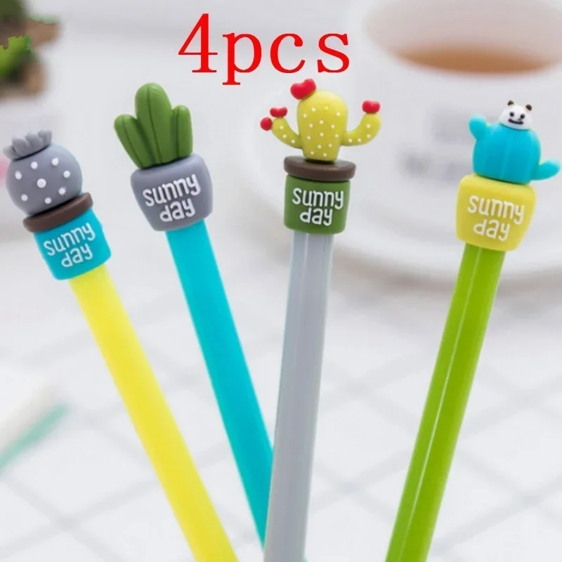 

4 Pcs Stationery Cute Cactus Pen Advertising Gel School Fashion Office Kawaii Supply random