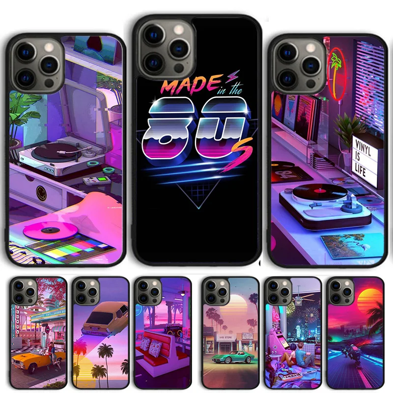 Synthwave 80's Retro Art Phone Case For iPhone 14 15 16 13 12 Mini Max Cover For Apple 11 Pro Max 6S 8 7 Plus SE2020 Coque