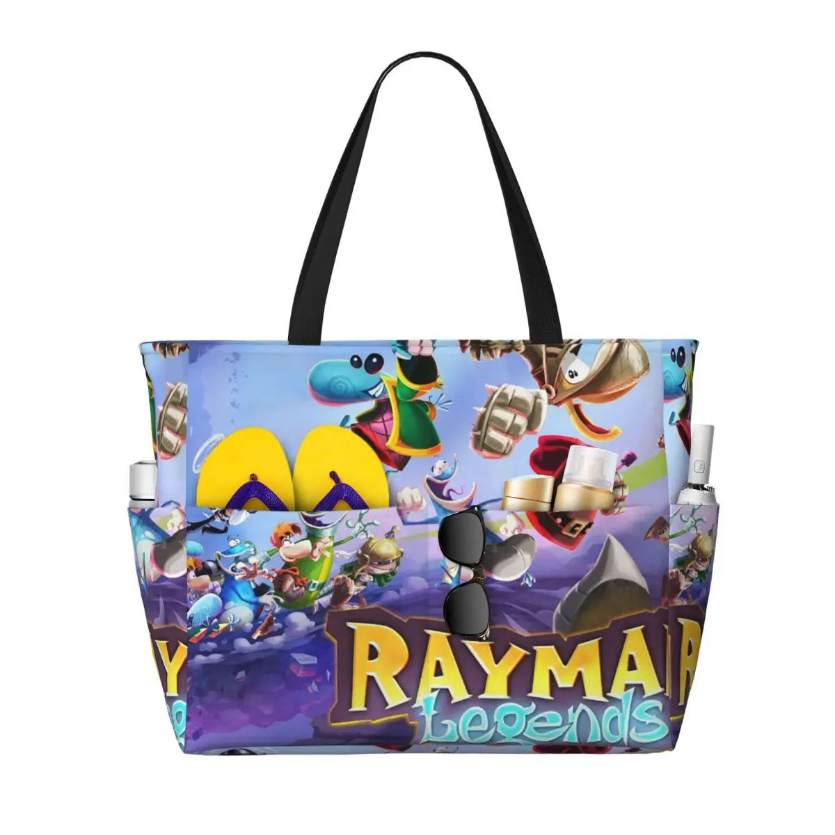 ألعاب الكرتون Rayman Legends حقيبة حمل على الشاطئ حقيبة رياضية للصالة الرياضية واليوجا واق من المطر حقيبة حمل كبيرة للنساء حقيبة سفر حقيبة لياقة بدنية