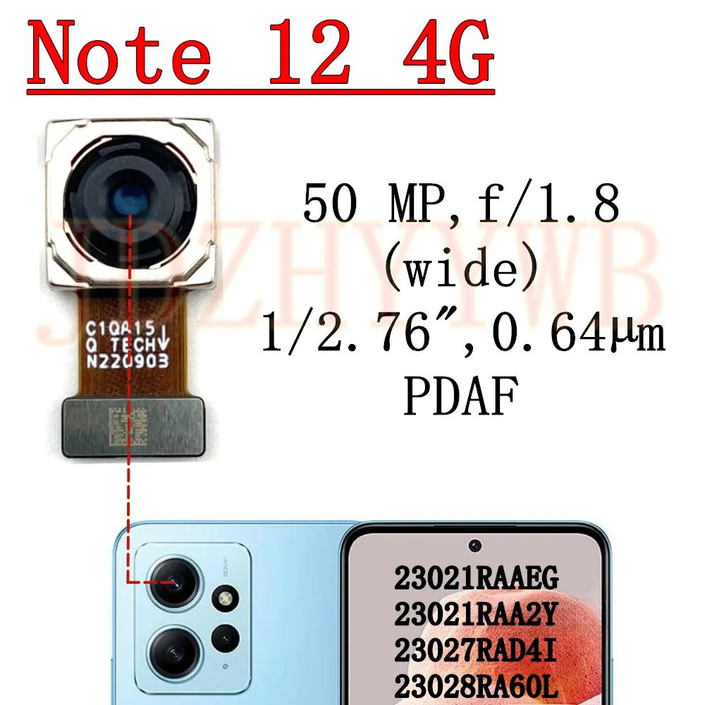 Rear Front Camera For Xiaomi Redmi Note12 Note 12 4G Frontal Selfie Facing Main Wide Back Camera Module Flex Cable