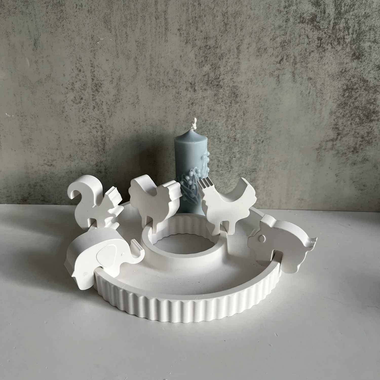 Cute Animal Ornament Insert Silicone Mold Pig Rooster Hen Squirrel Elephant Mould Plaster Cake Candle Molds