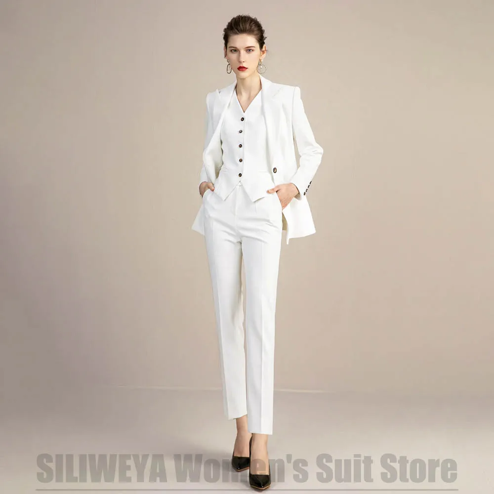 

Women's Suit 3 Piece Chic Peak Lapel Single Breasted Wear Slim Fit Formal Outfit for Wedding Party Office Daily Casual Suits