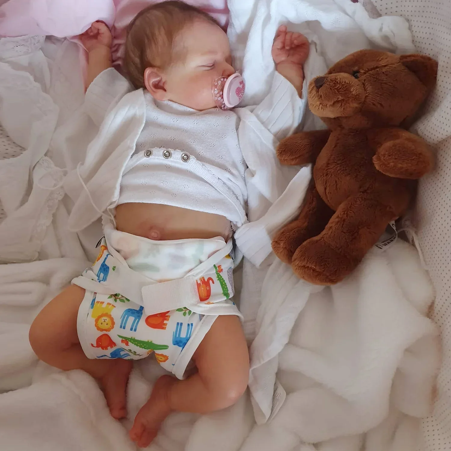 18 inches  Cuddly Rosalie Bebe Reborn Sleeping Reborn Baby Girl Very Soft Touch 3D Skin with Visbile Veins Collectible Art Dolls