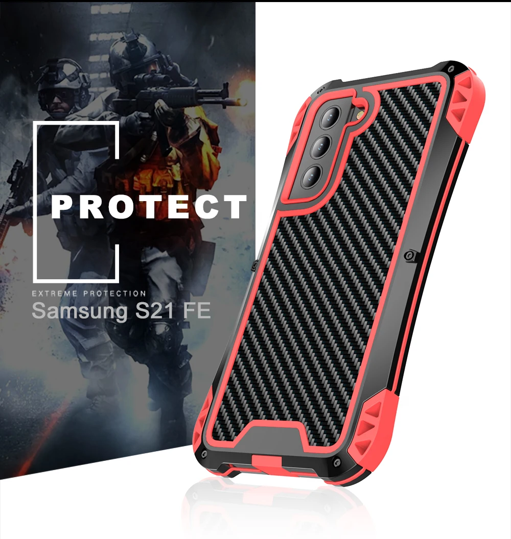 

Full Cover Life Waterproof Phone Case For Samsung Galaxy S21 Fe Outdoor Shockproof Metal Silicone Phone Cover For Galaxy S9 Plus