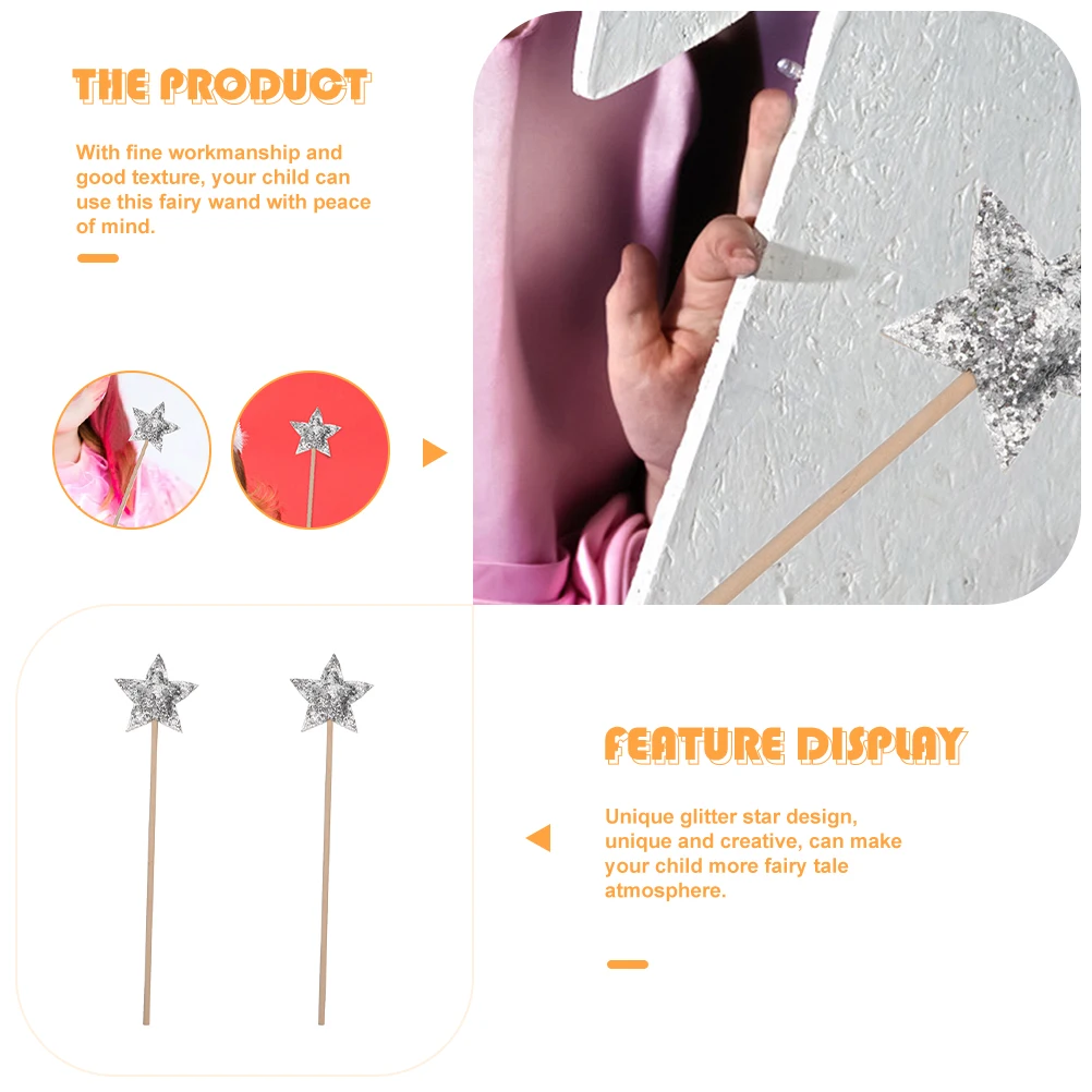 

2 Pcs Props s Star Fairy Sticks Wands for Girls Fake Princess Craft