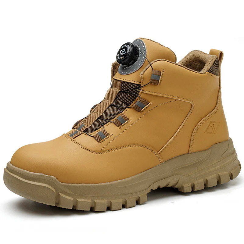 Rotating Buttons Indestructible Shoes Work Sneakers Safety Shoes Men Steel Toe Boots Puncture-Proof Protective Shoes Work Boots