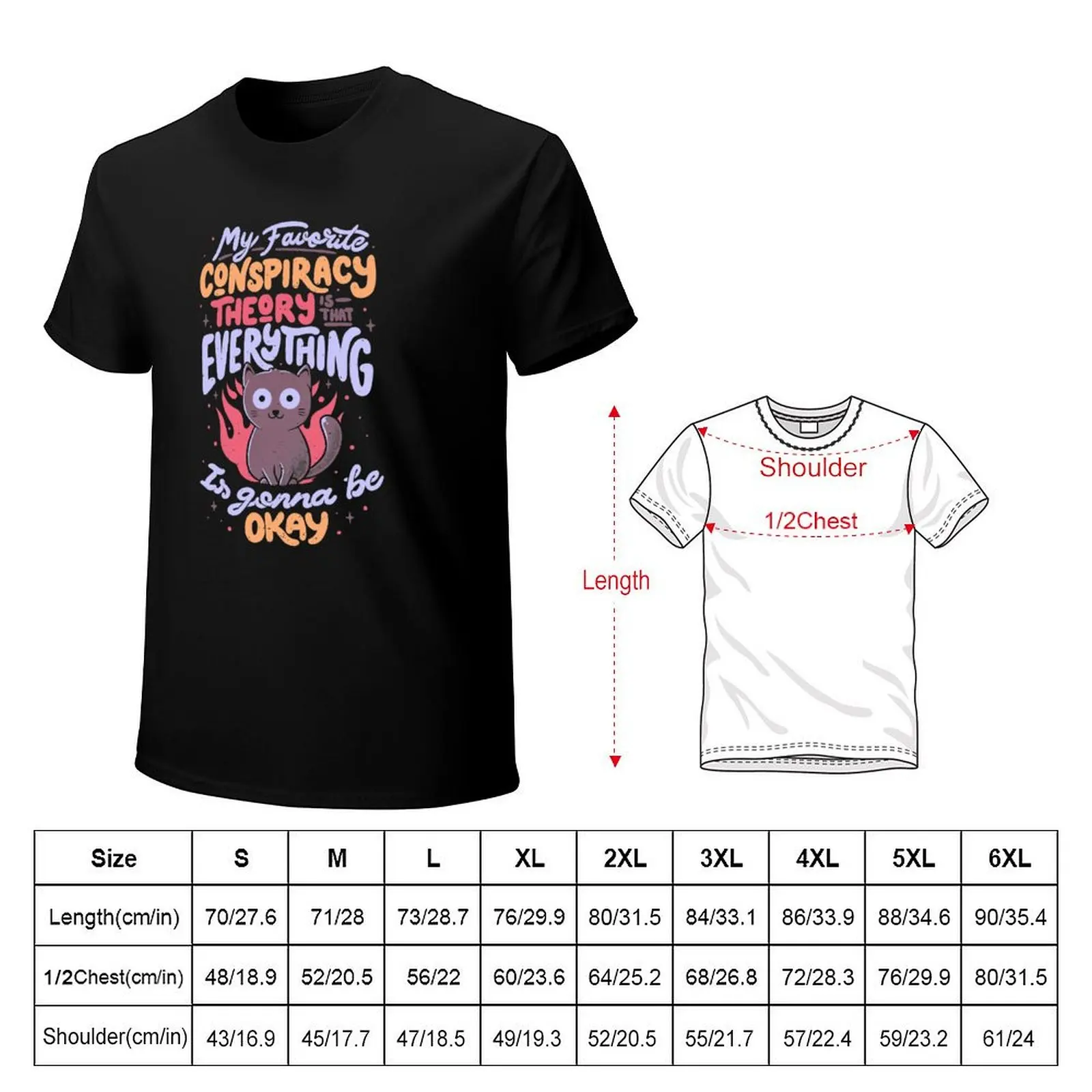 Conspiracy Theory - Cute Funny Quote Evil Cat Gift T-Shirt All Match Basic Short Sleeve Top