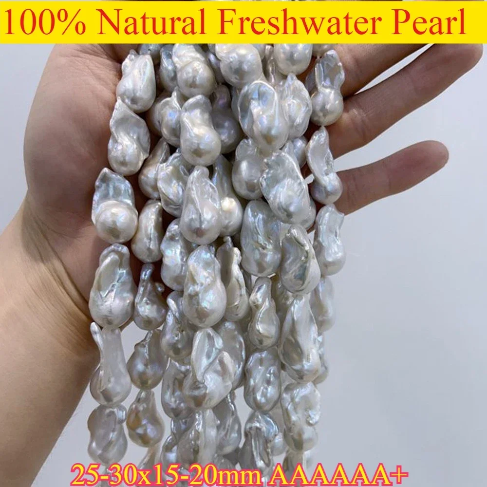 6A Grade White Baroque Freshwater Pearl Beads 25-30x15-20mm Smooth Irregular Shape for DIY Bracelet And Jewelry Making Accessori