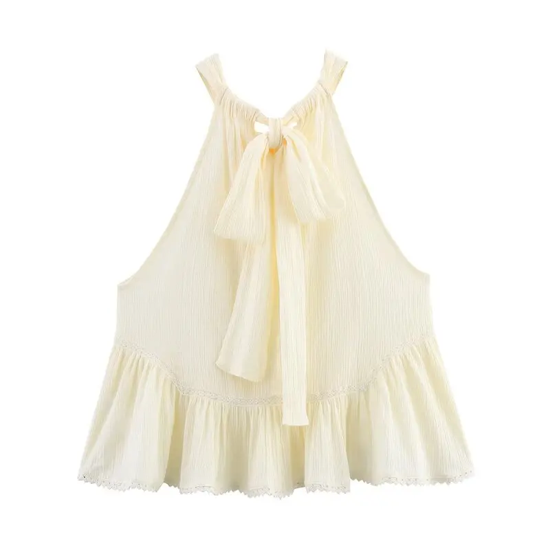 

Summer New Arrival Women's Clothing Embroidered eer Ne Hanging Top Girl Sle 088005 Sweet Sle Loose Fit Mid-Length