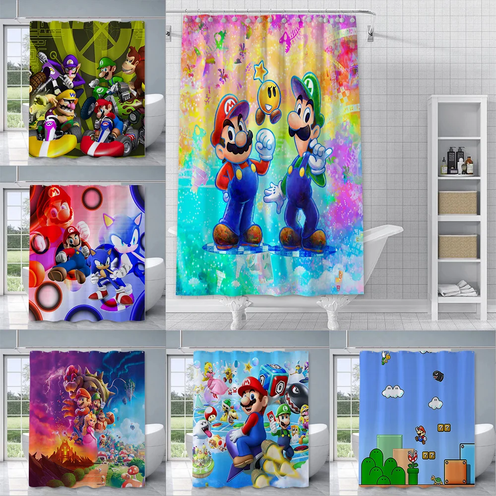 Super Game M-marios Cute Shower Curtain Waterproof Polyester Fabric Paint Colorful Bath Curtains Home Bathroom Curtain With Hook