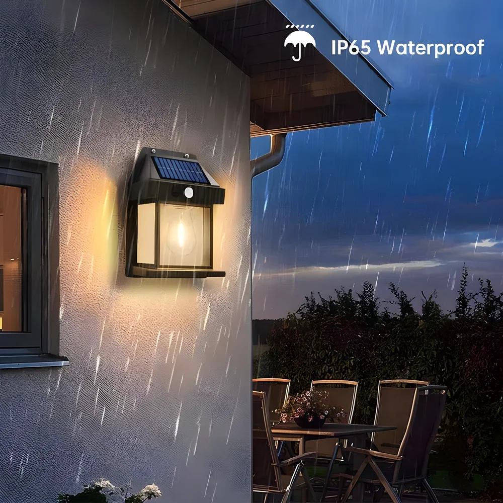Lámpara Solar de Pared, Impermeable, con Filamento de Tungsteno, Lámpara de Inducción, Luz de Pared para Jardín, Iluminación para Villa, Luz Nocturna para Exteriores