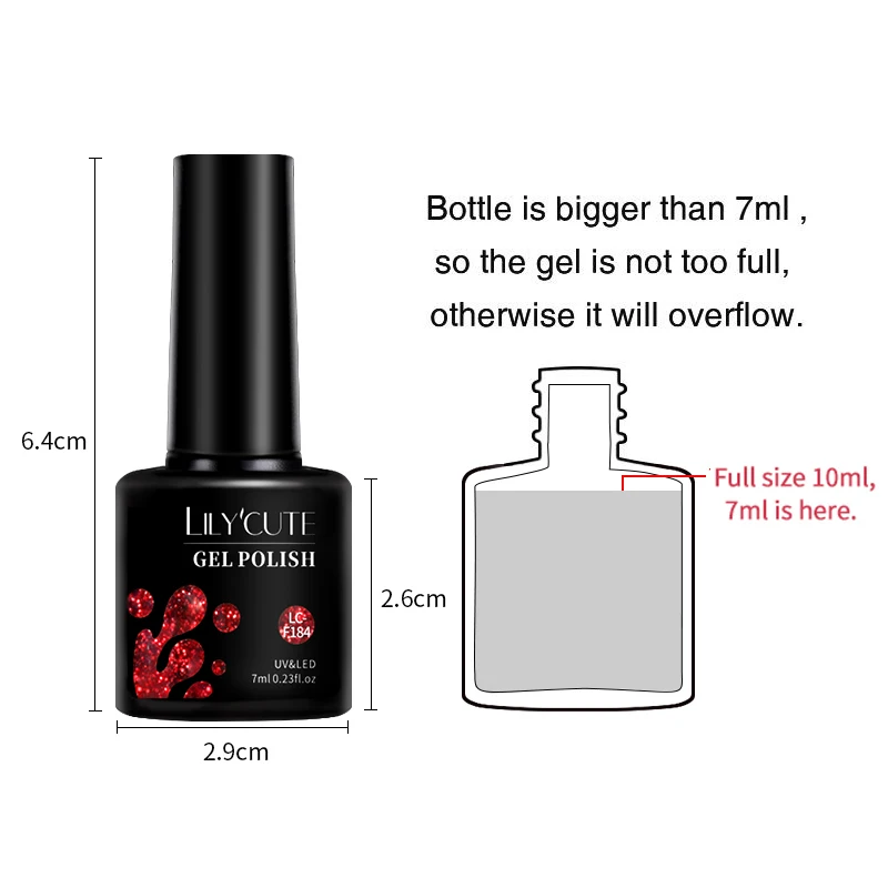 LILYCUTE 7ML Black Red Glitter Gel Nail Polish Festival Shinning Semi Permanent UV Nail Gel Colorful Nail Art Polish Gel Varnish