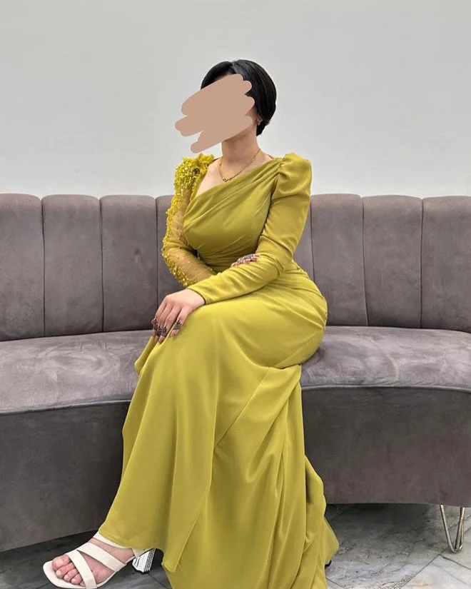 

Customized Long Sleeves Prom Dresses Pleated Chiffon Beadigs Vestidos De Fiesta Party Dresses Floor Length Evening Dresses