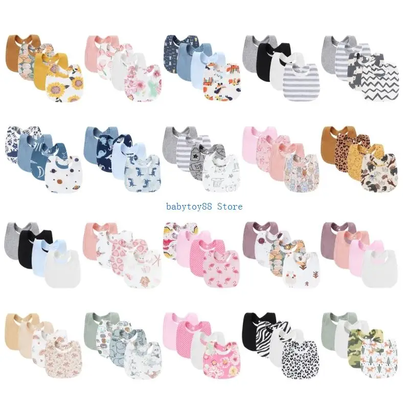 

Y4UD 4 шт., детский нагрудник, дышащий хлопковый шарф-бандана, комплект нагрудников для младенцев, пускающий слюни