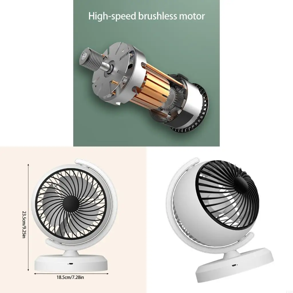 F92F Quiet Powerful Fan with Light Air Circulation Rechargeable Fan Plastic Texture