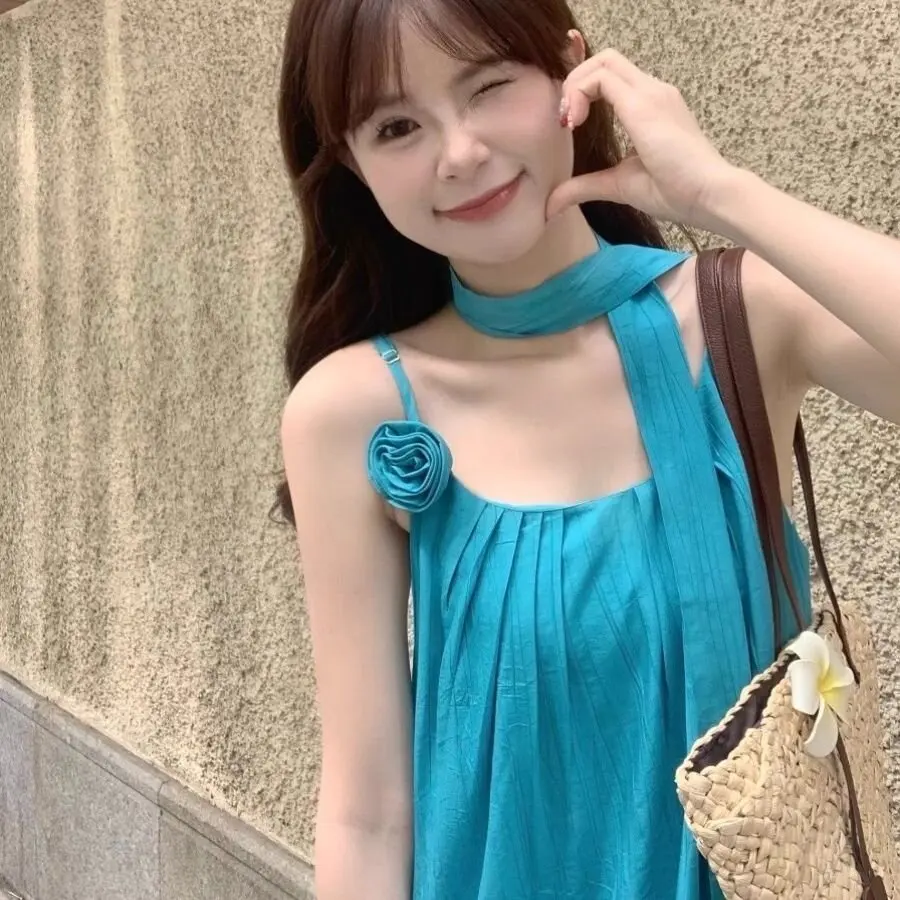 

Летнее пляжное платье Lake Blue Dopaamine ярких цветов с завязками на шее, длинное, для отпуска и прогулок по городу