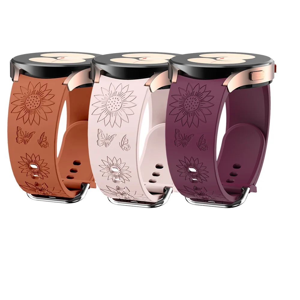 Bracelet en silicone gravé Boho pour femme, bande décorative, compatible avec Samsung Galaxy Watch 6 5 4 Classic, 43mm