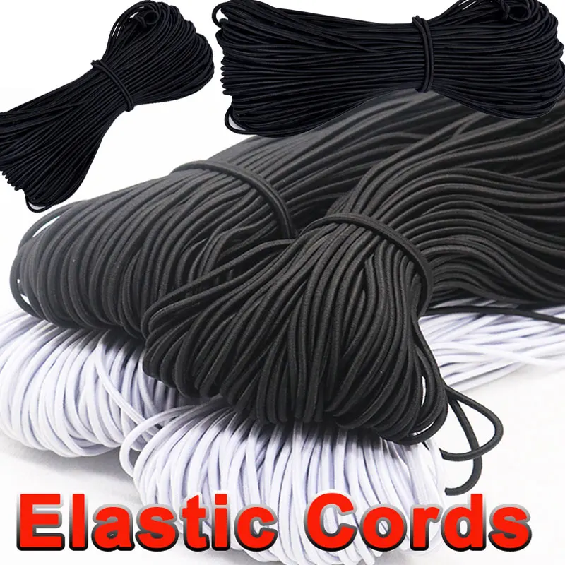 5/10Meters Round Elastic Cord Heavy Stretch Elastic String Rubber Belt Stretchy Cords Sewing for Craft DIY Sewing 1/2/3/4/5/6mm