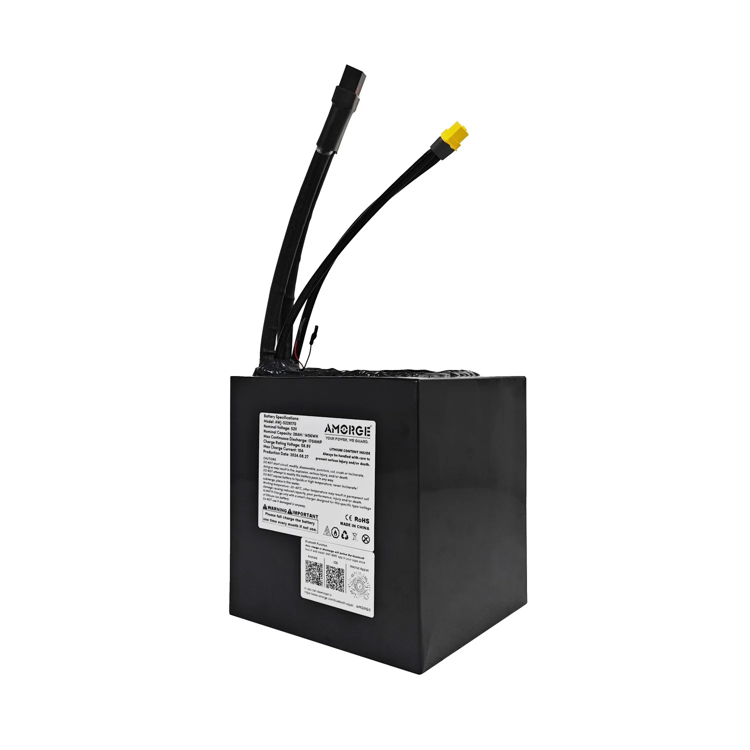 AMORGE 14S7P 52V 28AH 170AMP Lithium Battery Pack