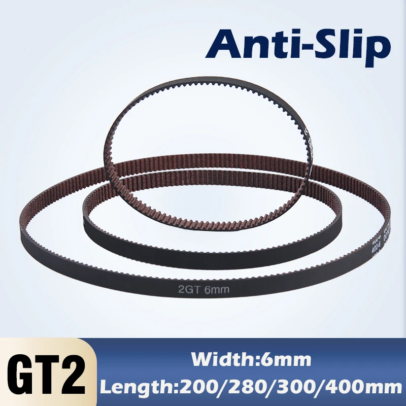 1PCS 2GT 6mm Non-slip Closed Belt Pulley GT2 Closed Loop Timing Belt Length 200mm 280mm 300mm 400mm Synchronous Wheel Belts