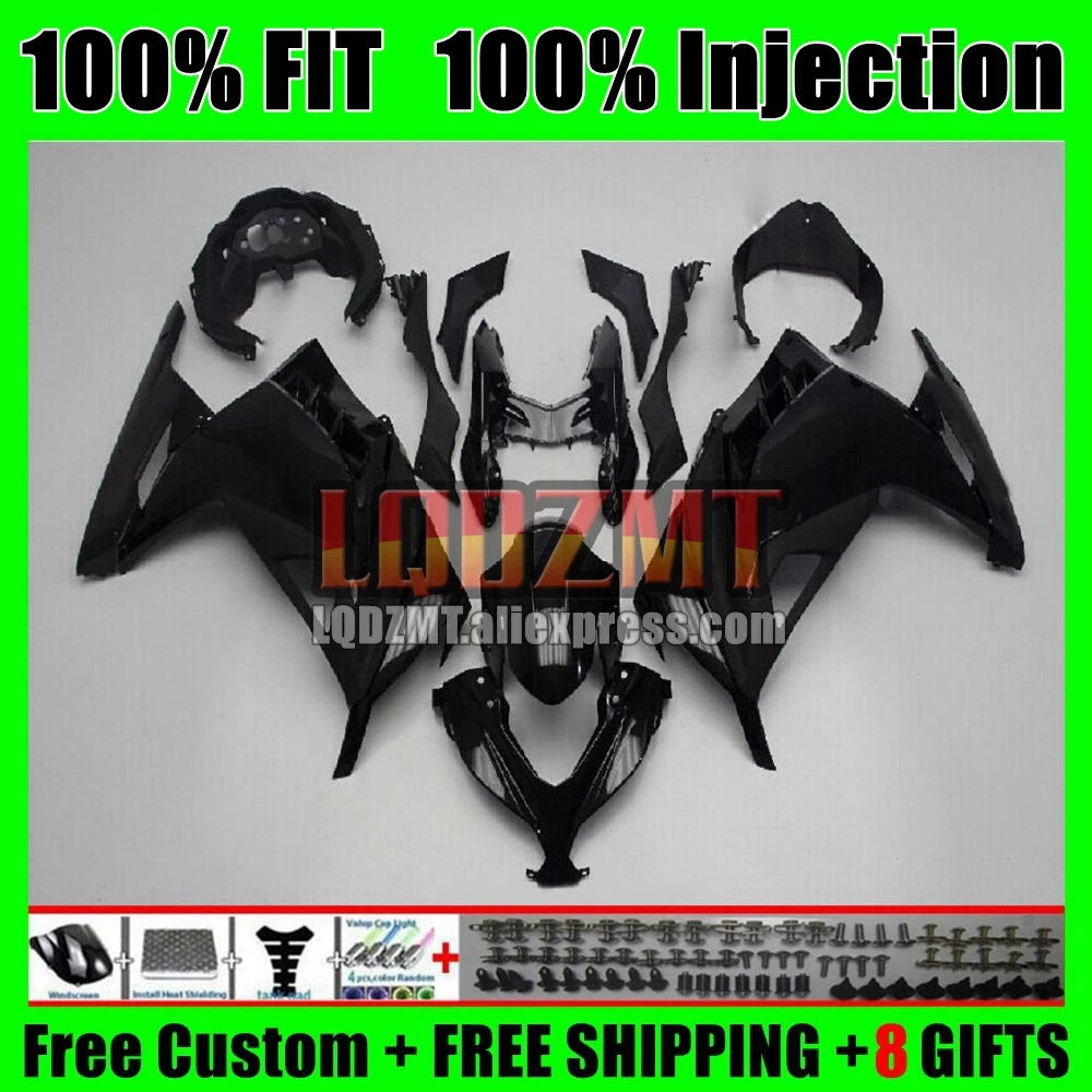 OEM Body For KAWASAKI NINJA ZX-300R ZX 300R ZX 300 2013 2015 2016 2017 75No.1 Glossy black ZX300R ZX300 13 14 15 16 17 Fairing