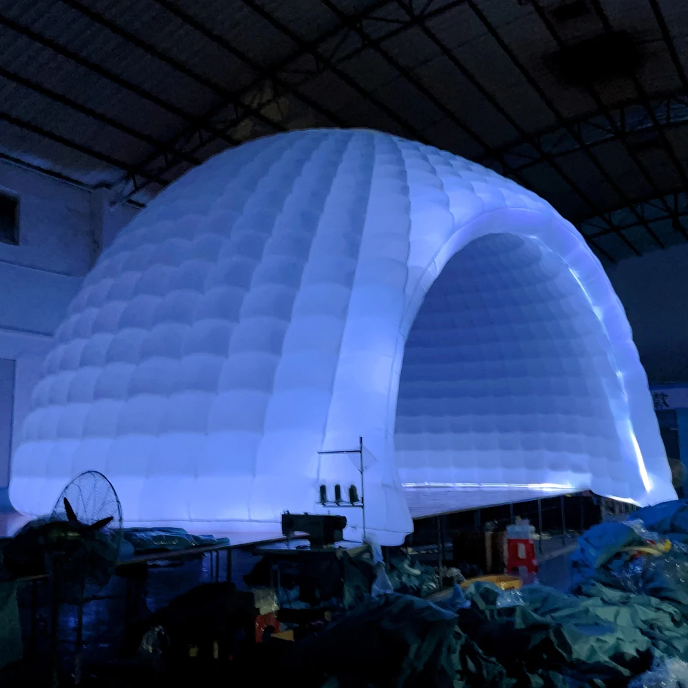 Tente dôme gonflable Led colorée, Igloo gonflable luxueux avec souffleur, maison à bulles d'air blanches pour événements en plein Air
