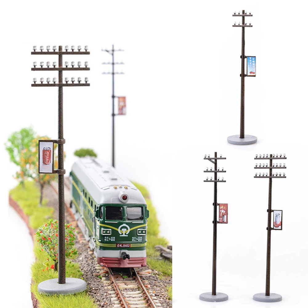 6 pçs 3 tipos modelo ferrovia linha elétrica pólos telefone pólo conjunto 1:42/87/100 ho modelo trens paisagem diy acessórios de construção