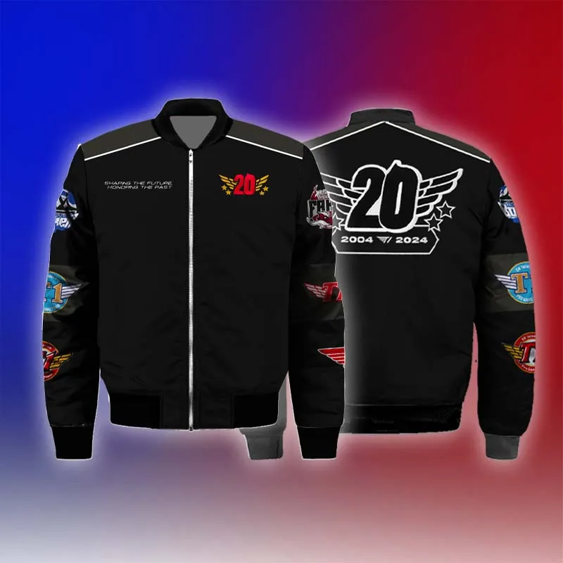 

T1 20th Anniv Special Jacket 2024 LOL LCK E-sports Team Uniform FAKER Jacket Champion Supporter Oversized Clothing Cotton Jacket