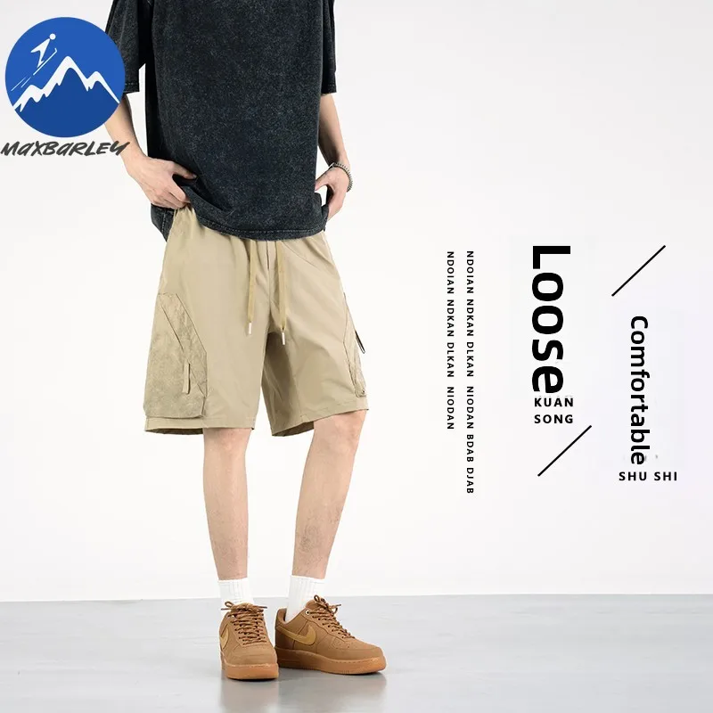 

Мужские шорты Maxbarley, повседневные рабочие брюки из ледяного шелка с несколькими карманами, новинка лета 2026, дышащие спортивные шорты для отдыха, мужские