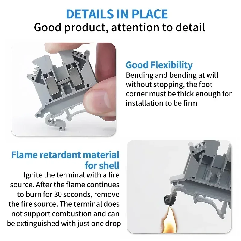 20/50/100Pcs PT2.5 Din Rail Terminal Block Push In Spring Screwless 2.5mm² Electrical Wire Conductor Connector